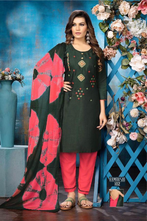 Trendy Kamakshi Festive Wear Rayon  Kurti Pant And Dupatta